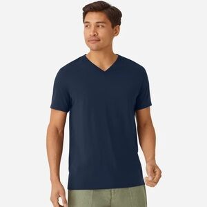 Men's Bombas Pima Cotton V-Neck T-Shirt Navy Size L